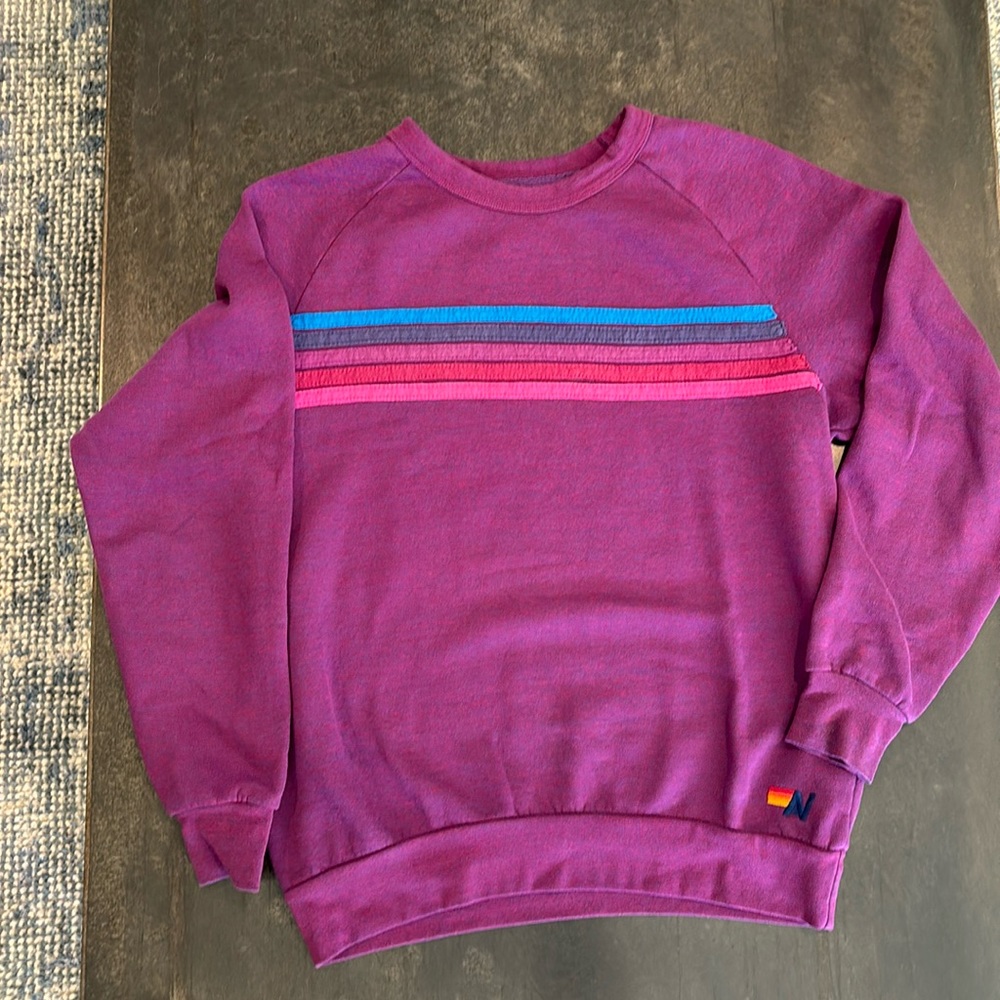 Aviator Nation Purple 5 stripe Sweatshirt size M